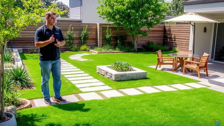 artificial grass and paving