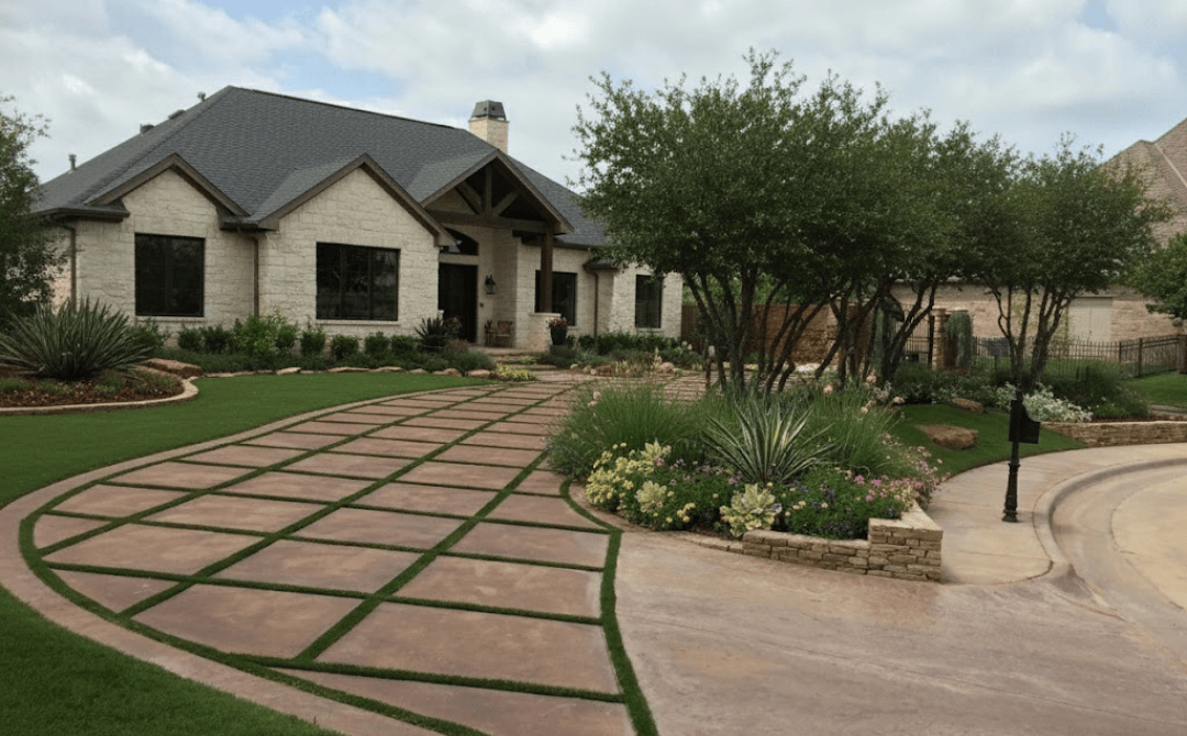 artificial grass and paving