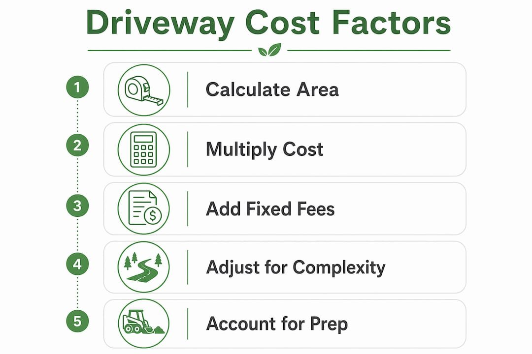 Infographic outlining steps to estimate driveway paver cost