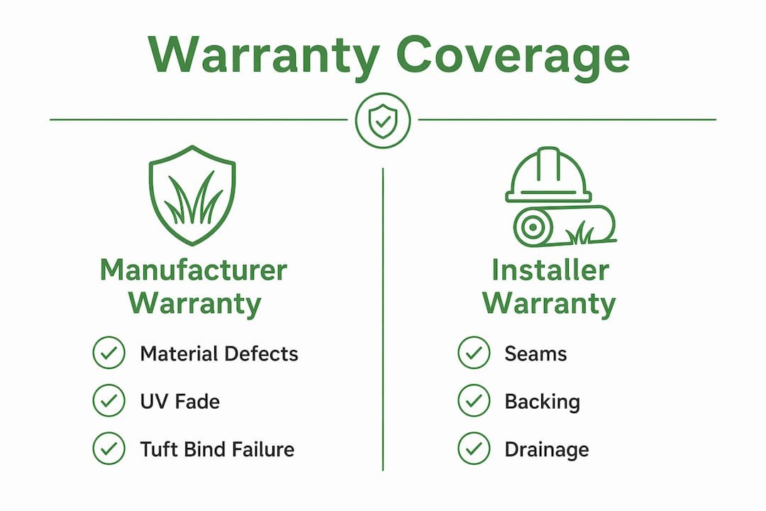 Infographic comparing manufacturer and installer warranty coverage