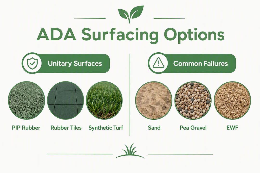 Infographic comparing ADA compliant surfacing options