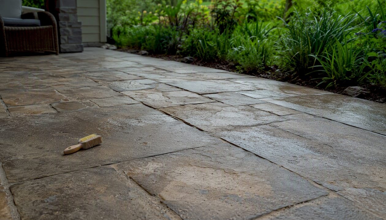 Matte finished natural stone pavers close-up