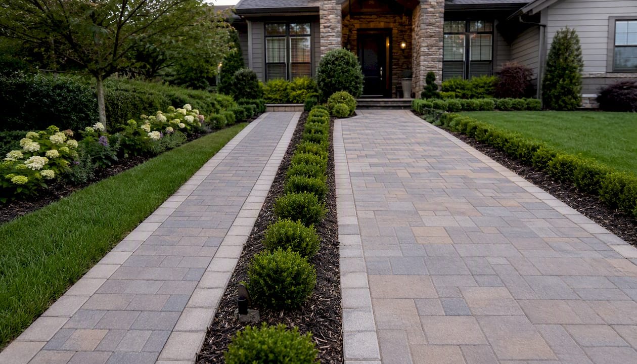 Comparison of narrow and wide front yard paver walkways