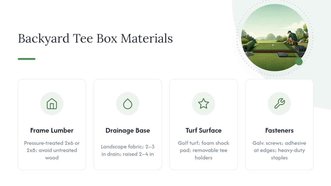 Diagram comparing components of backyard tee box construction