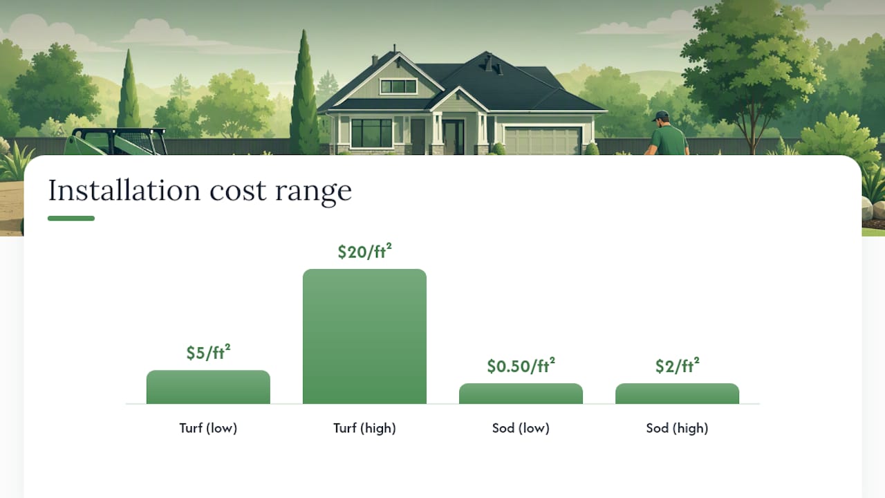 Diagram of turf installation cost factors and timeline