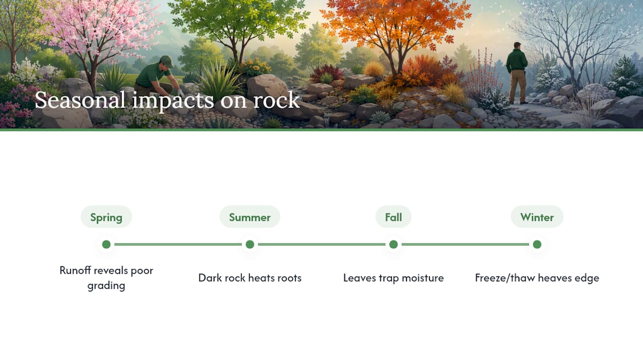 Seasonal impacts on decorative rock landscaping