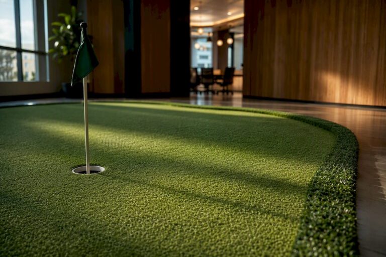 Office putting green cup and turf detail