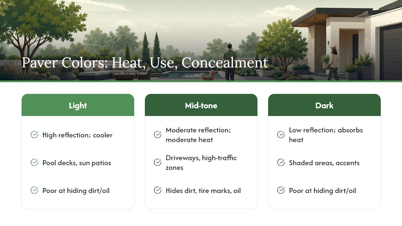 Comparison of paver colors by heat and wear