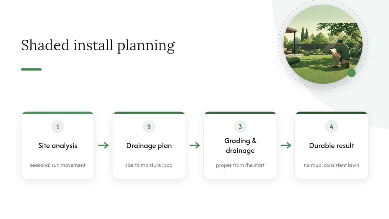 Three planning factors for shaded turf installation
