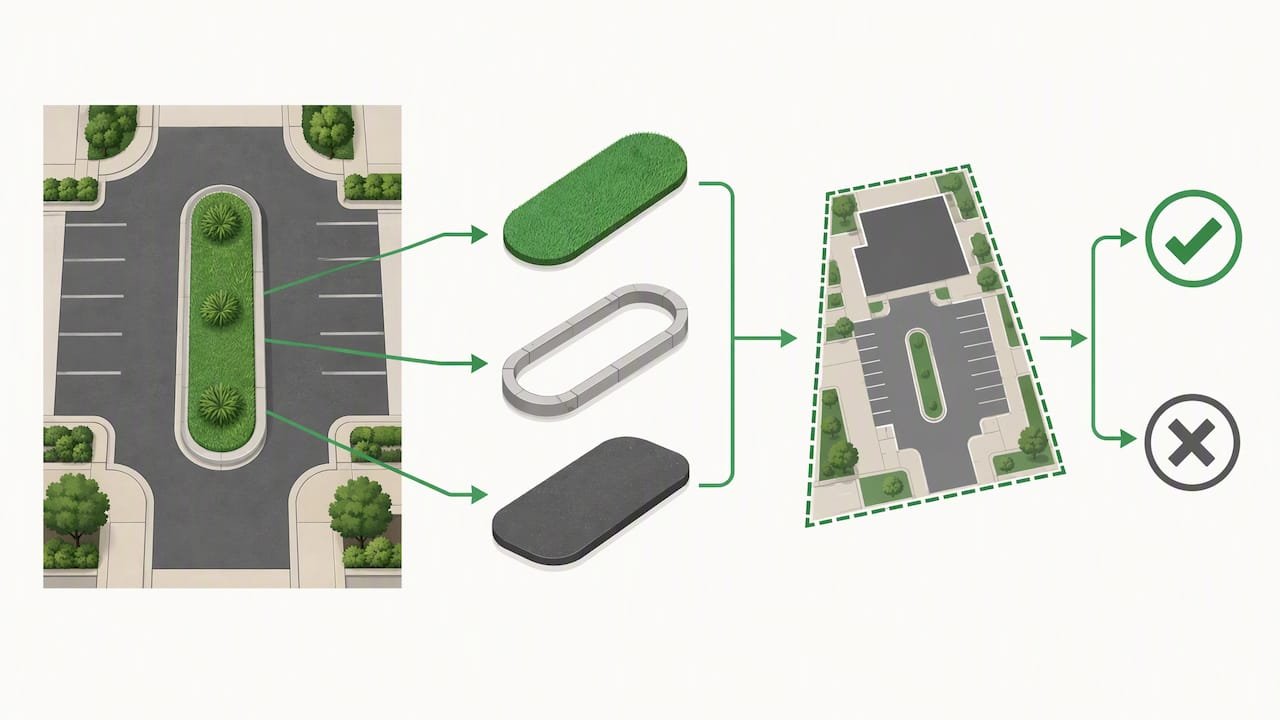 Illustrated turf median surface classification