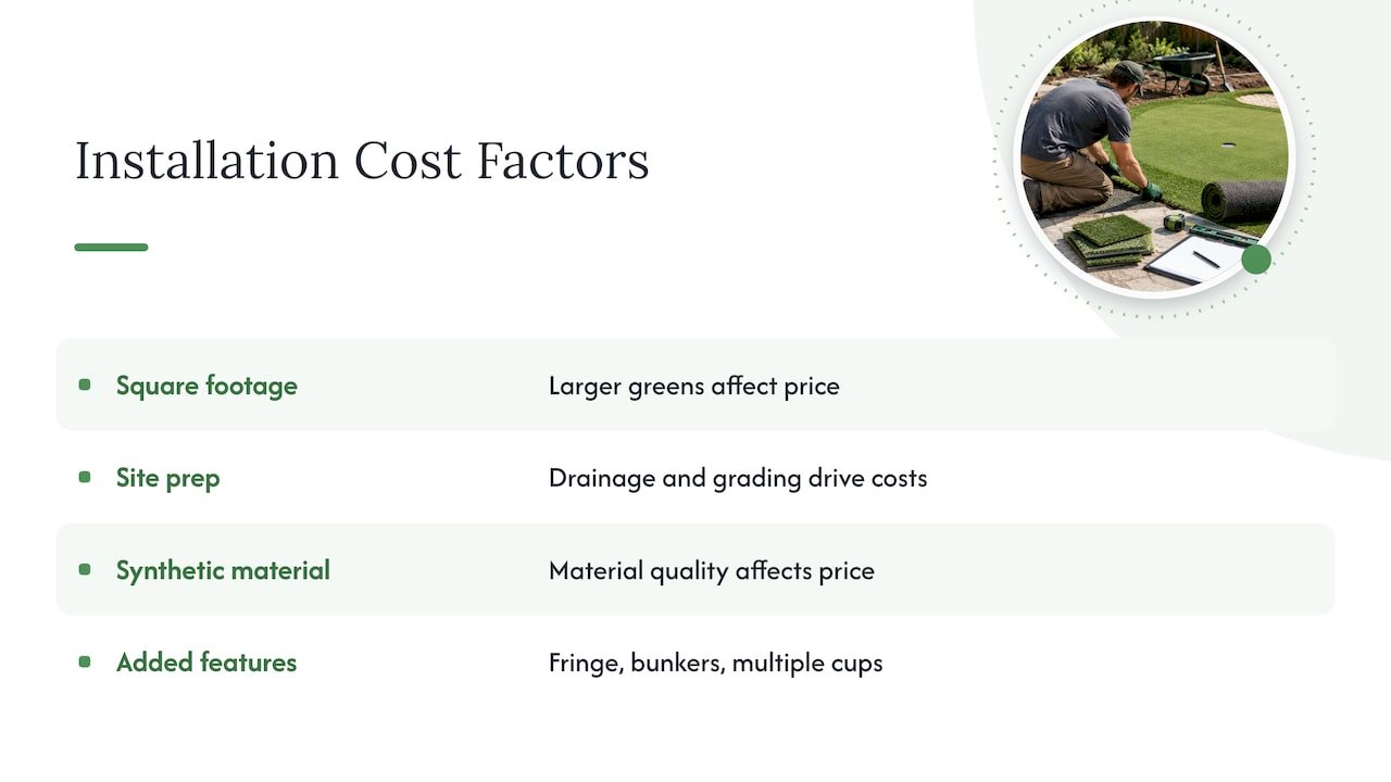 Cost Factors and Price Ranges for Installing Synthetic Putting Greens — overview diagram