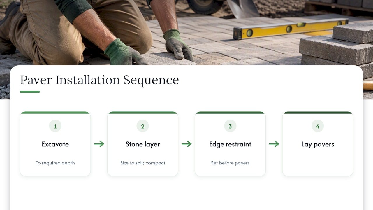 Paver installation layers and sequence