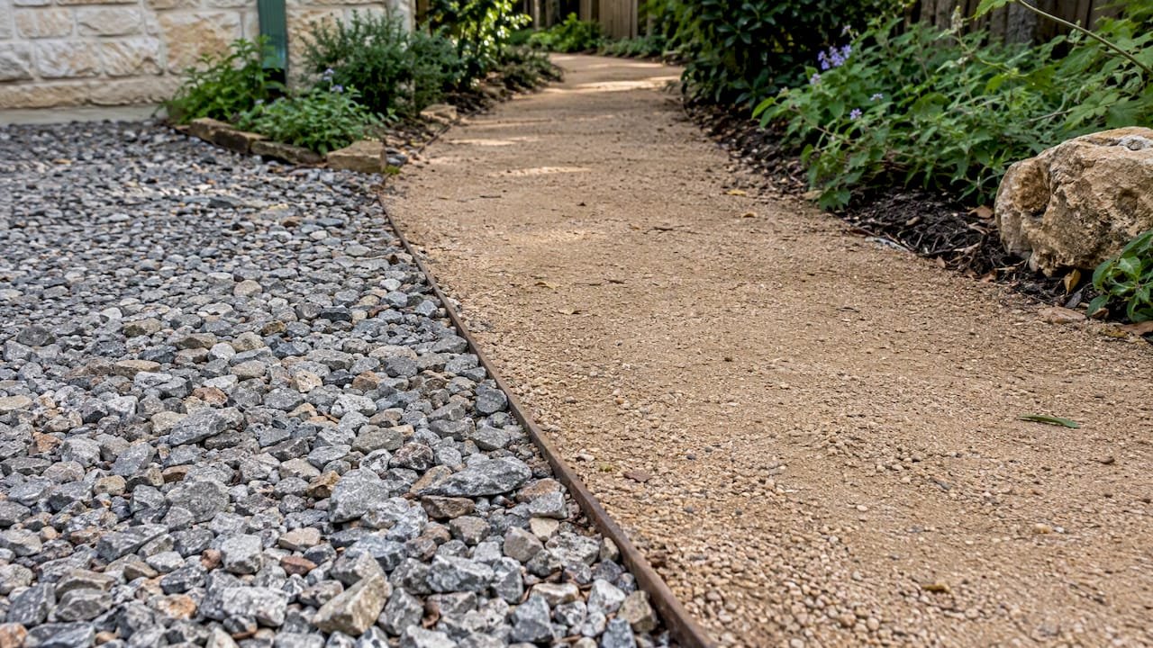Crushed granite beside a compacted granite path